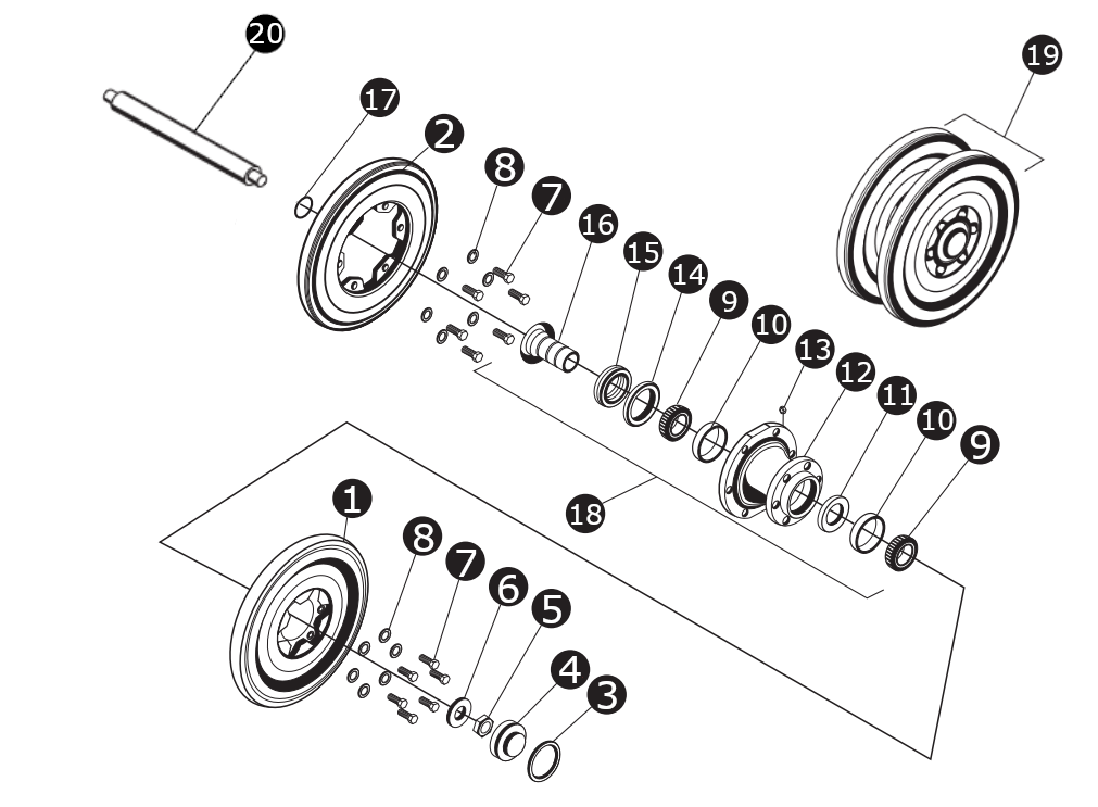 15" Idler Assembly Front